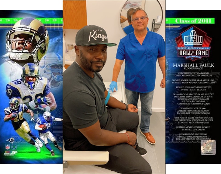 Marshall Faulk having knee treatment by Dr. Luis Domingues Miami
